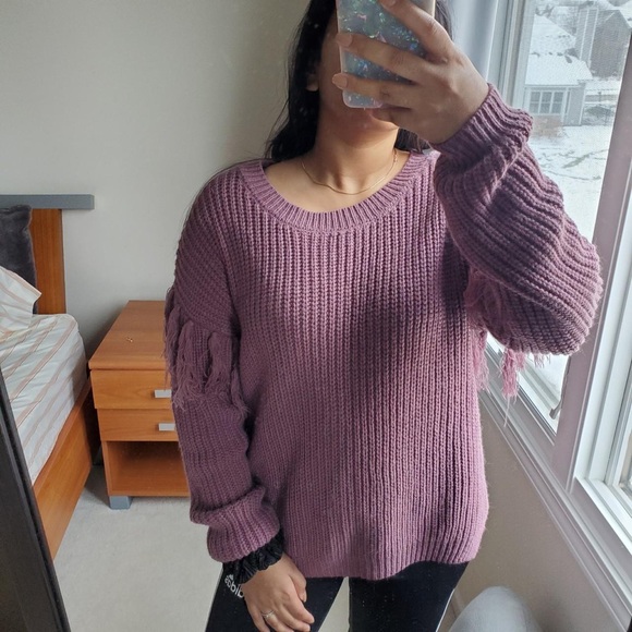 Charlotte Russe Purple Tassel Long Sleeve Sweater - Picture 5 of 7